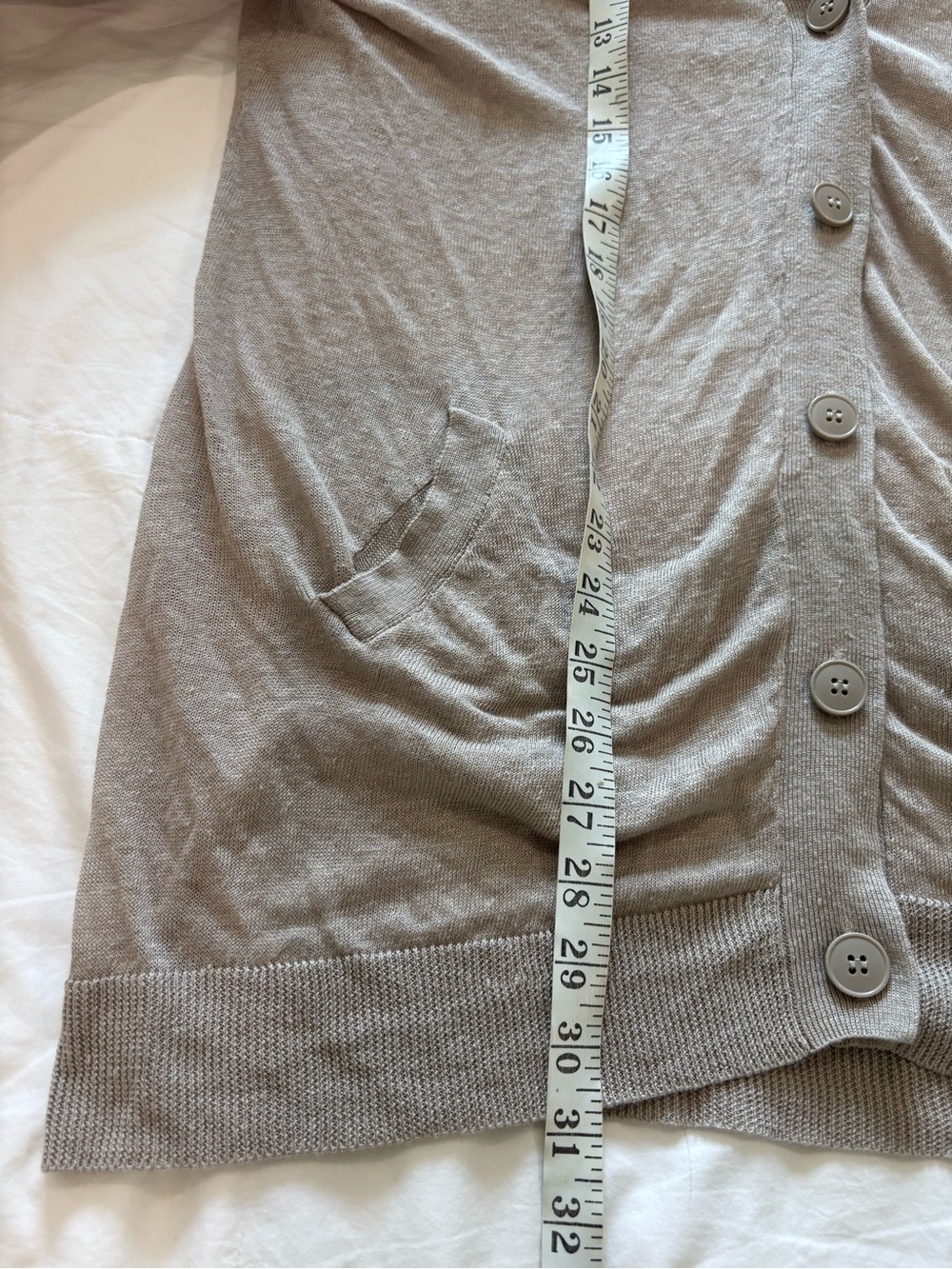 Garnet Hill Sz L 100% Linen Beige Button Down Cardigan Pockets Quite Luxury - Picture 8 of 9